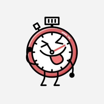 Cute Sport Timer Mascot Vector Character in Flat Design Style イラスト素材