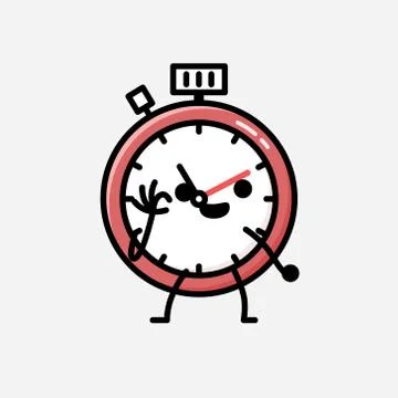 Cute Sport Timer Mascot Vector Character in Flat Design Style Illustrazione stock