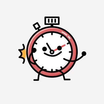 Cute Sport Timer Mascot Vector Character in Flat Design Style イラスト素材