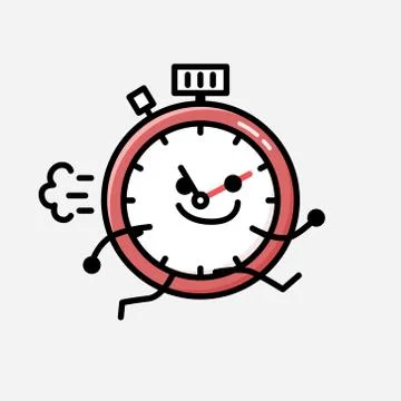 Cute Sport Timer Mascot Vector Character in Flat Design Style イラスト素材