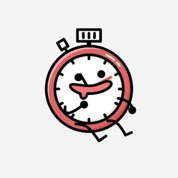 Cute Sport Timer Mascot Vector Character in Flat Design Style Stock Illustration