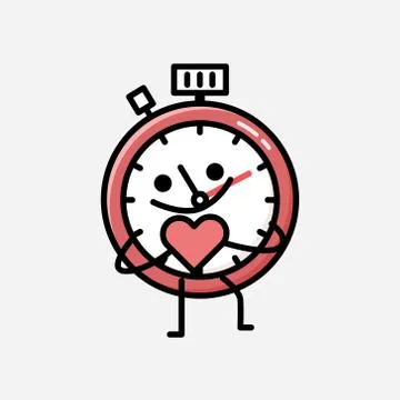 Cute Sport Timer Mascot Vector Character in Flat Design Style Stock Illustration