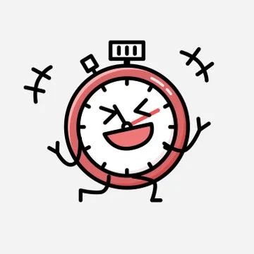 Cute Sport Timer Mascot Vector Character in Flat Design Style Stockillustratie