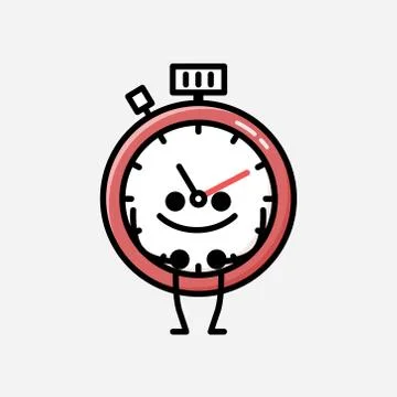 Cute Sport Timer Mascot Vector Character in Flat Design Style Stock Illustration