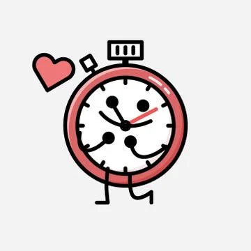 Cute Sport Timer Mascot Vector Character in Flat Design Style イラスト素材