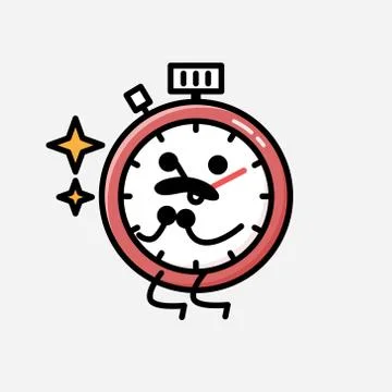 Cute Sport Timer Mascot Vector Character in Flat Design Style Illustrazione stock