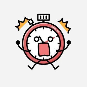 Cute Sport Timer Mascot Vector Character in Flat Design Style イラスト素材