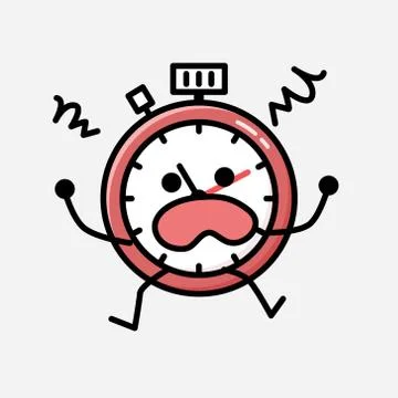 Cute Sport Timer Mascot Vector Character in Flat Design Style イラスト素材