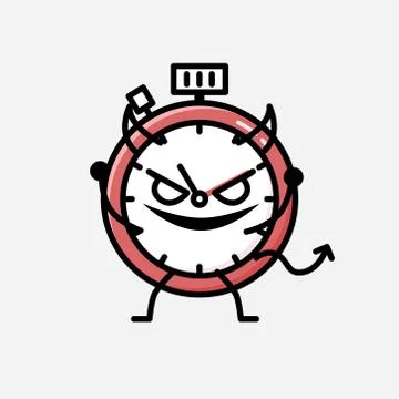 Cute Sport Timer Mascot Vector Character in Flat Design Style Illustrazione stock