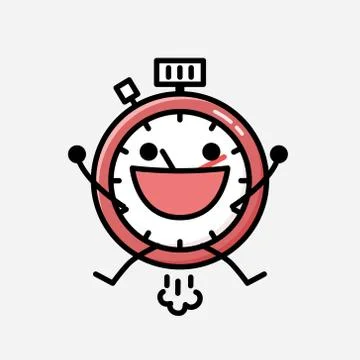 Cute Sport Timer Mascot Vector Character in Flat Design Style Stockillustratie