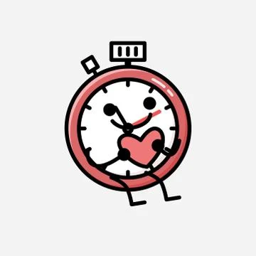 Cute Sport Timer Mascot Vector Character in Flat Design Style Stockillustratie