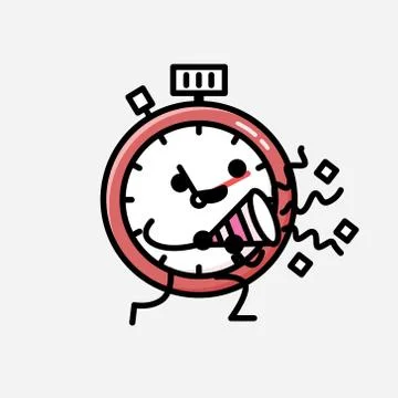 Cute Sport Timer Mascot Vector Character in Flat Design Style イラスト素材