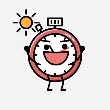 Cute Sport Timer Mascot Vector Character in Flat Design Style 스톡 일러스트