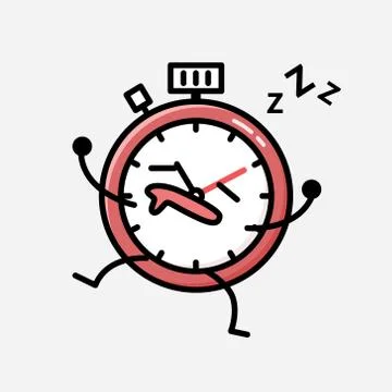 Cute Sport Timer Mascot Vector Character in Flat Design Style イラスト素材