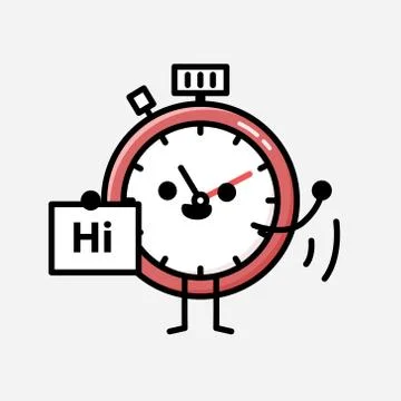 Cute Sport Timer Mascot Vector Character in Flat Design Style Stock Illustration