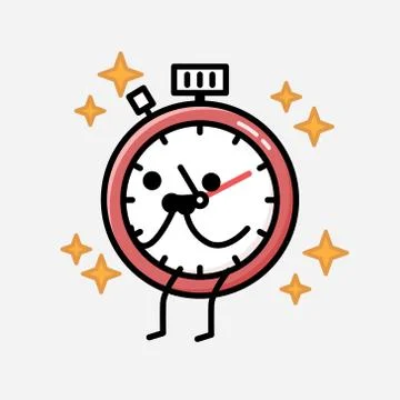 Cute Sport Timer Mascot Vector Character in Flat Design Style イラスト素材