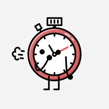 Cute Sport Timer Mascot Vector Character in Flat Design Style Stockillustratie