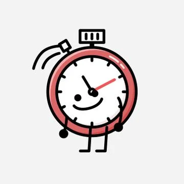 Cute Sport Timer Mascot Vector Character in Flat Design Style イラスト素材