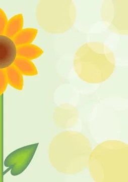 Cute spring background with orange flower and light green background, white a Stock Illustration