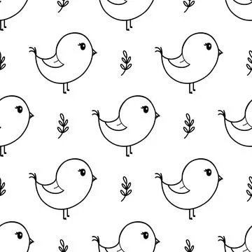 Cute spring bird seamless pattern vector illustration. Stock Illustration