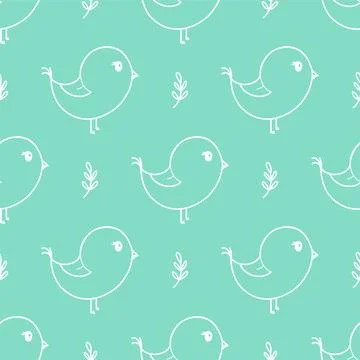Cute spring bird seamless pattern vector illustration. 스톡 일러스트