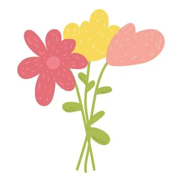 Cute spring bunch of flowers. Summer bouquet Stock Illustration