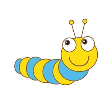 Cute spring card with caterpillar and butterfly. Stock Illustration