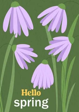 Cute spring card with flowers Stock Illustration