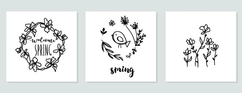 Cute spring cards Stock Illustration