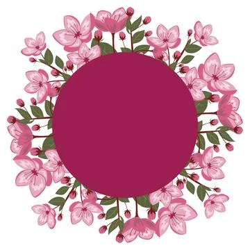 Cute spring cherry blossom vector frame illustration 스톡 일러스트