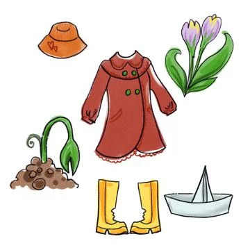 Cute spring collage for mood and decor Illustrazione stock