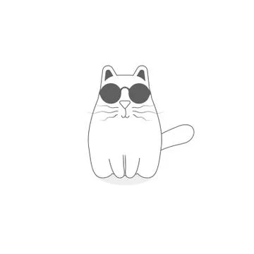 Cute spring cool cat character Stock Illustration