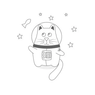 Cute spring cosmo cat character Stock Illustration
