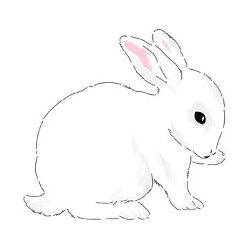 Cute spring Easter bunny hand drawn illustration Stock Illustration