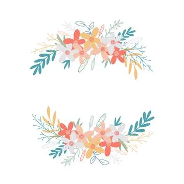 Cute spring flower frame. Summer botanical rim Stockillustratie