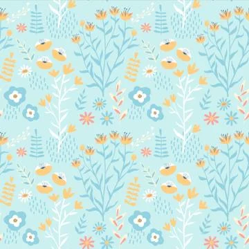 Cute spring flower seamless pattern background Stock Illustration