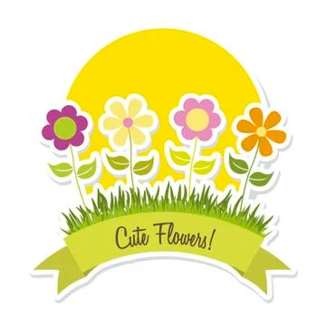 Cute spring flowers over white background. vector illustration 스톡 일러스트