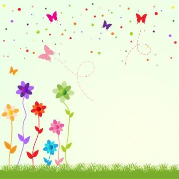 Cute spring illustration background Stock Illustration