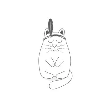 Cute spring Indigenous cat character Stock Illustration