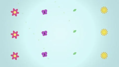 Cute Spring Motion Background with Flowers and Butterflies Stock Footage 347014894