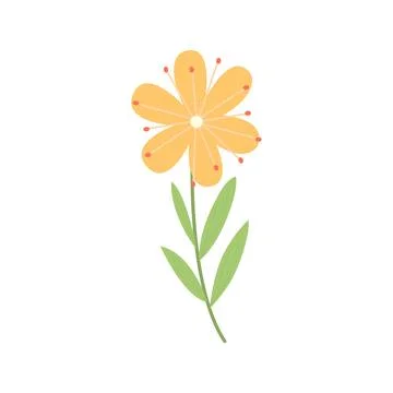 Cute spring yellow flower on white background. Hand drawn flower for decor,.. Stock Illustration