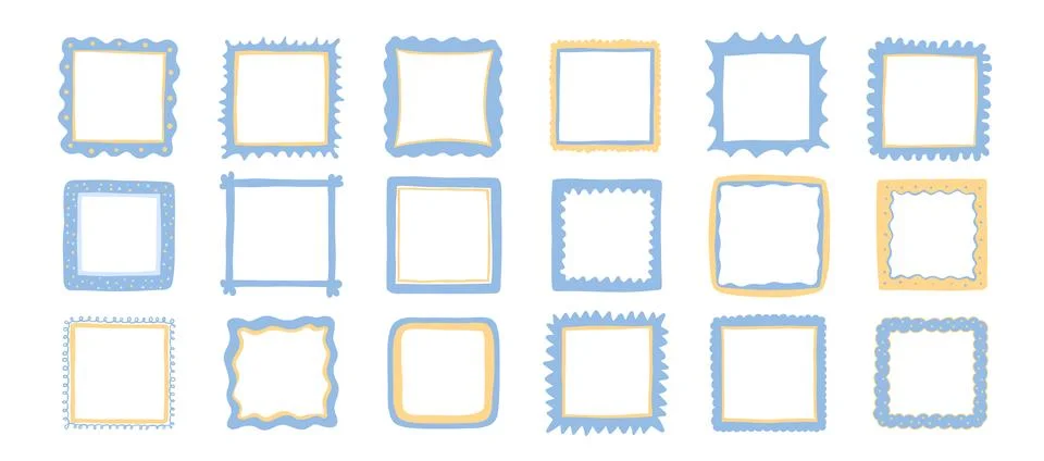 Cute square frames. Cute borders with zig zag edge. Text box frameworks. Ve.. Stock Illustration