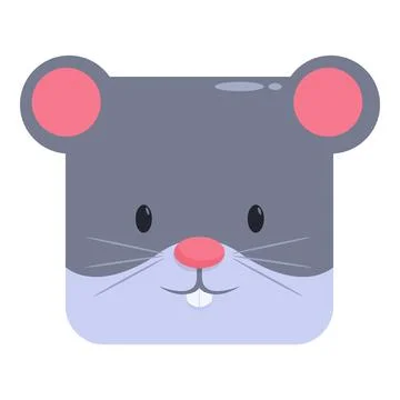 Cute square mouse face showing big smile Illustrazione stock