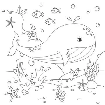 Cute square page coloring book for children. Stock Illustration