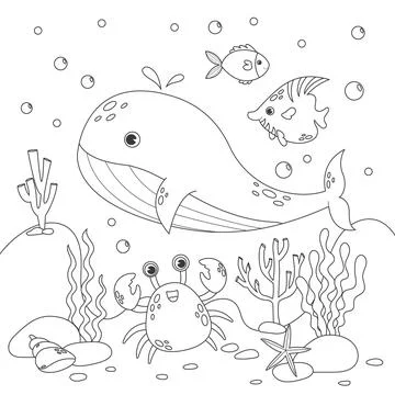 Cute square page coloring book for children. Stock Illustration