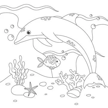 Cute square page coloring book for children. Stock Illustration