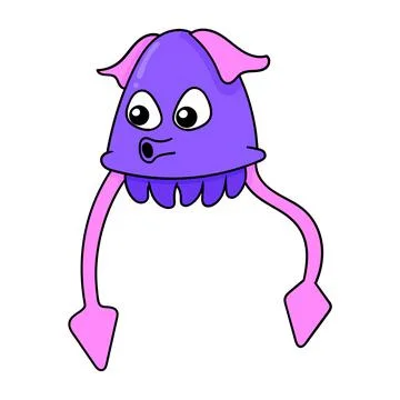 Cute squid, doodle icon drawing Stock Illustration