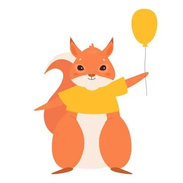 Cute squirrel with balloon Illustration