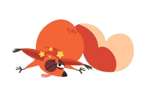 Cute Squirrel with Bushy Tail Bumping Head with Stars Vector Illustration Stock Illustration