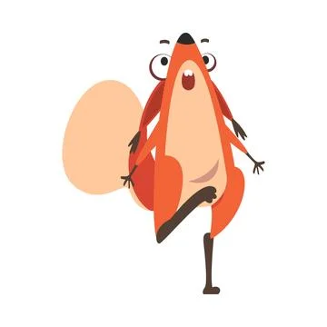 Cute Squirrel with Bushy Tail Jumping Looking Up Vector Illustration Stock Illustration